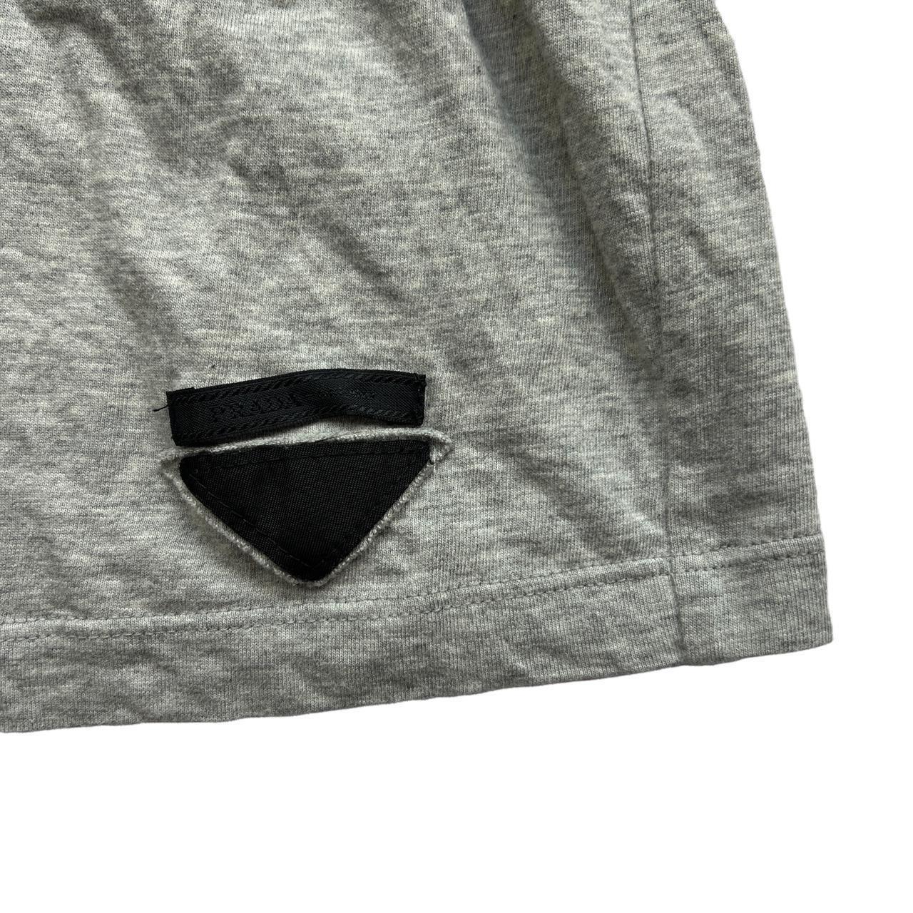 Prada Spring 2008 Gray Tank Top with Green and Blue String Appliqué V-Neck Neckline - Outfit Repeater