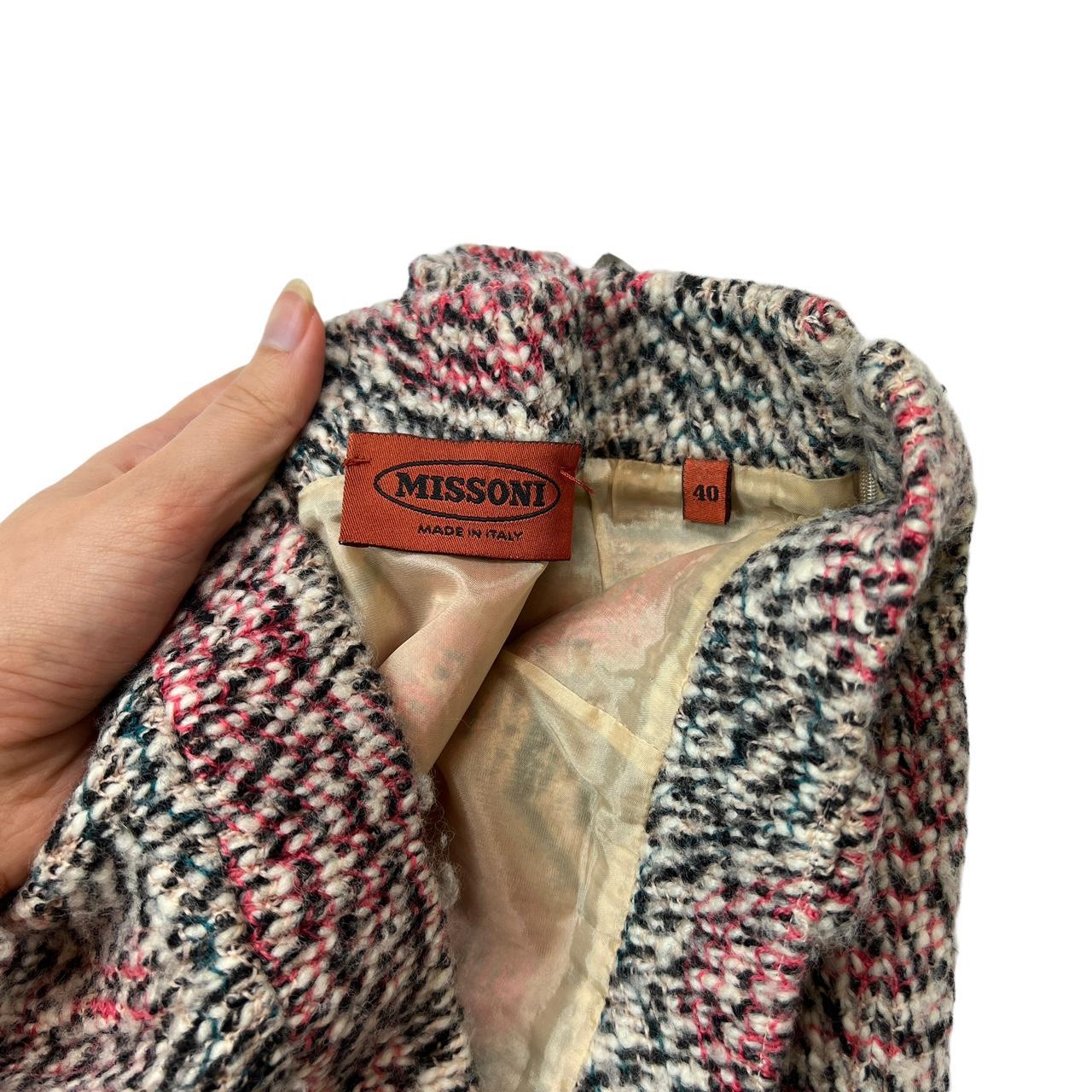 Missoni Pink and Blue Tweed Woven Fringe Mini Skirt with Detachable Belt / Scarf