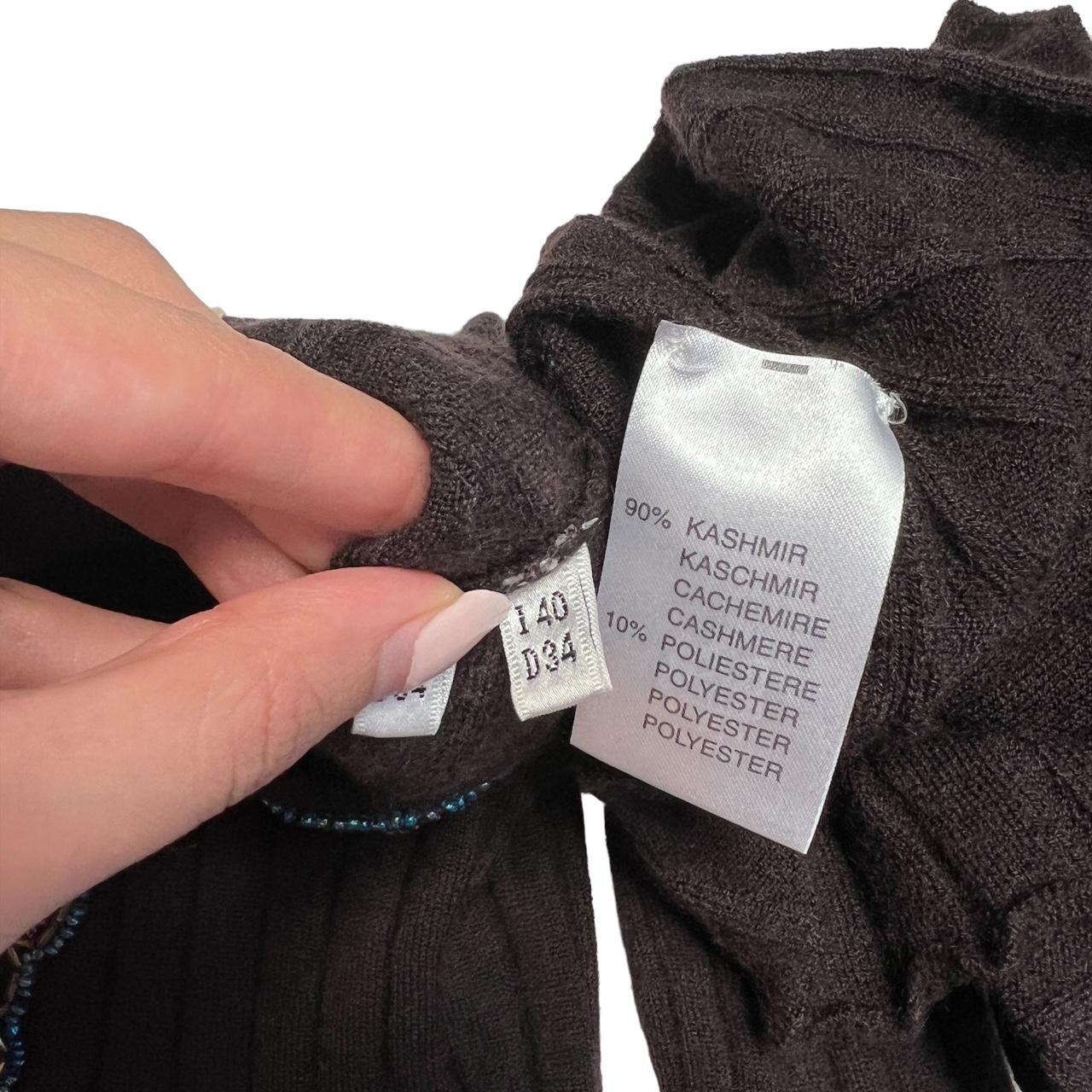 Blumarine Chocolate Brown Ribbed Knit Tank and Matching Cardigan with Multicolored Beaded Trim - Outfit Repeater