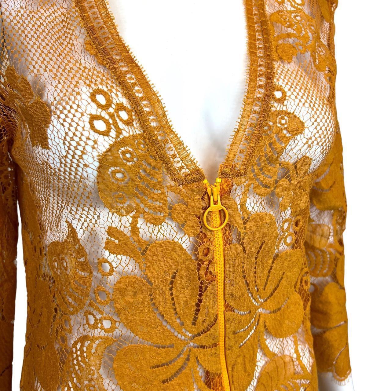 Chloé By Stella McCartney SS 2000 Orange Sheer Lace V-Neck Zip Up Cardigan / Jacket - Outfit Repeater