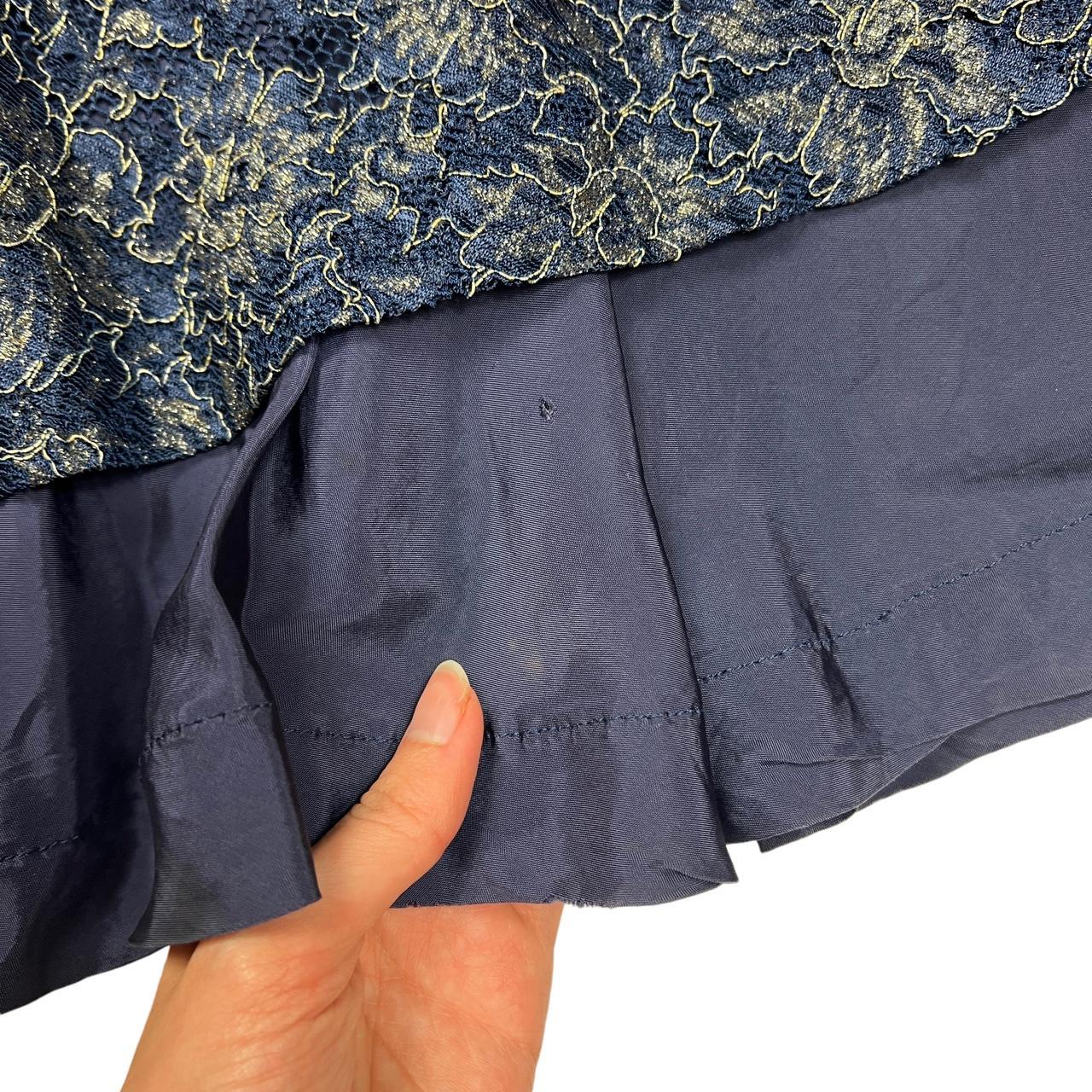 Comme des Garçons Navy Blue Silk and Lace Layered Maxi Skirt - Outfit Repeater