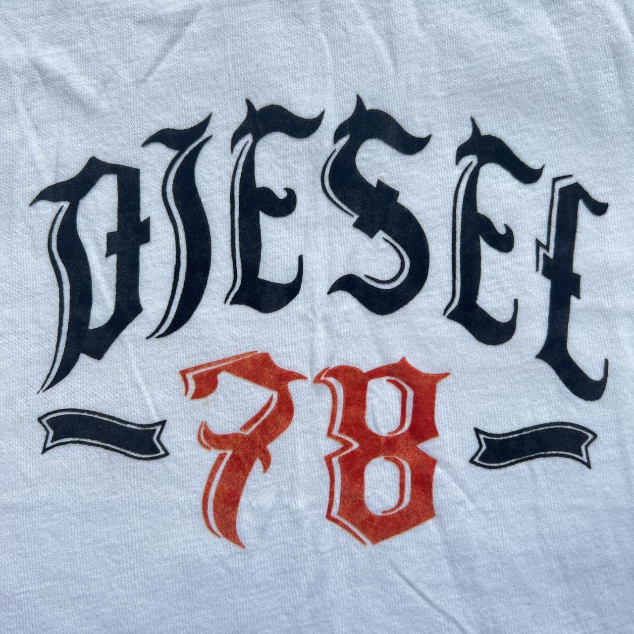 DIESEL White Tank Top with Velvet Old English Spell-Out Logo Graphic - Outfit Repeater