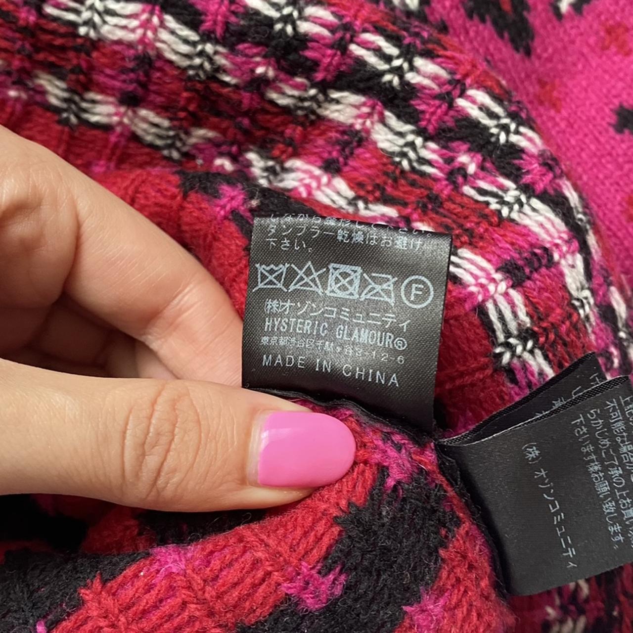 Hysteric Glamour Hot Pink Skull Top Hat Knit Wool Patterned Turtleneck Pullover Sweater - Outfit Repeater