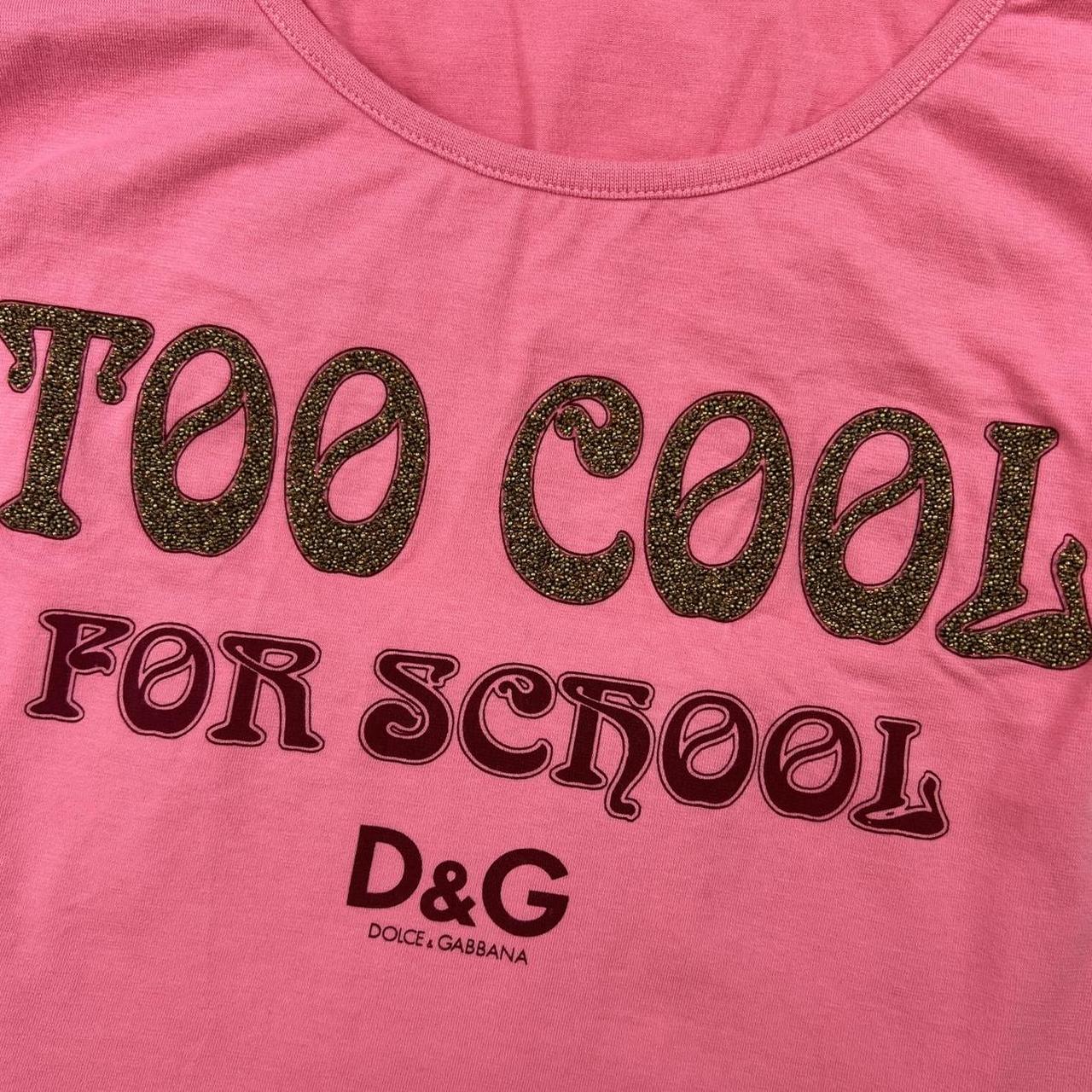 Dolce & Gabbana Too School For School Pink Graphic T-Shirt with Cutout