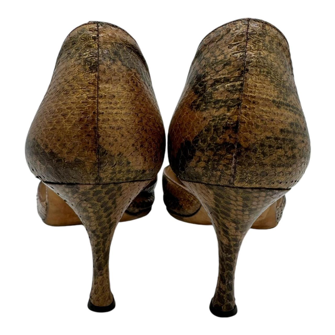 Manolo Blahnik Tan Snakeskin D'Orsey Heels