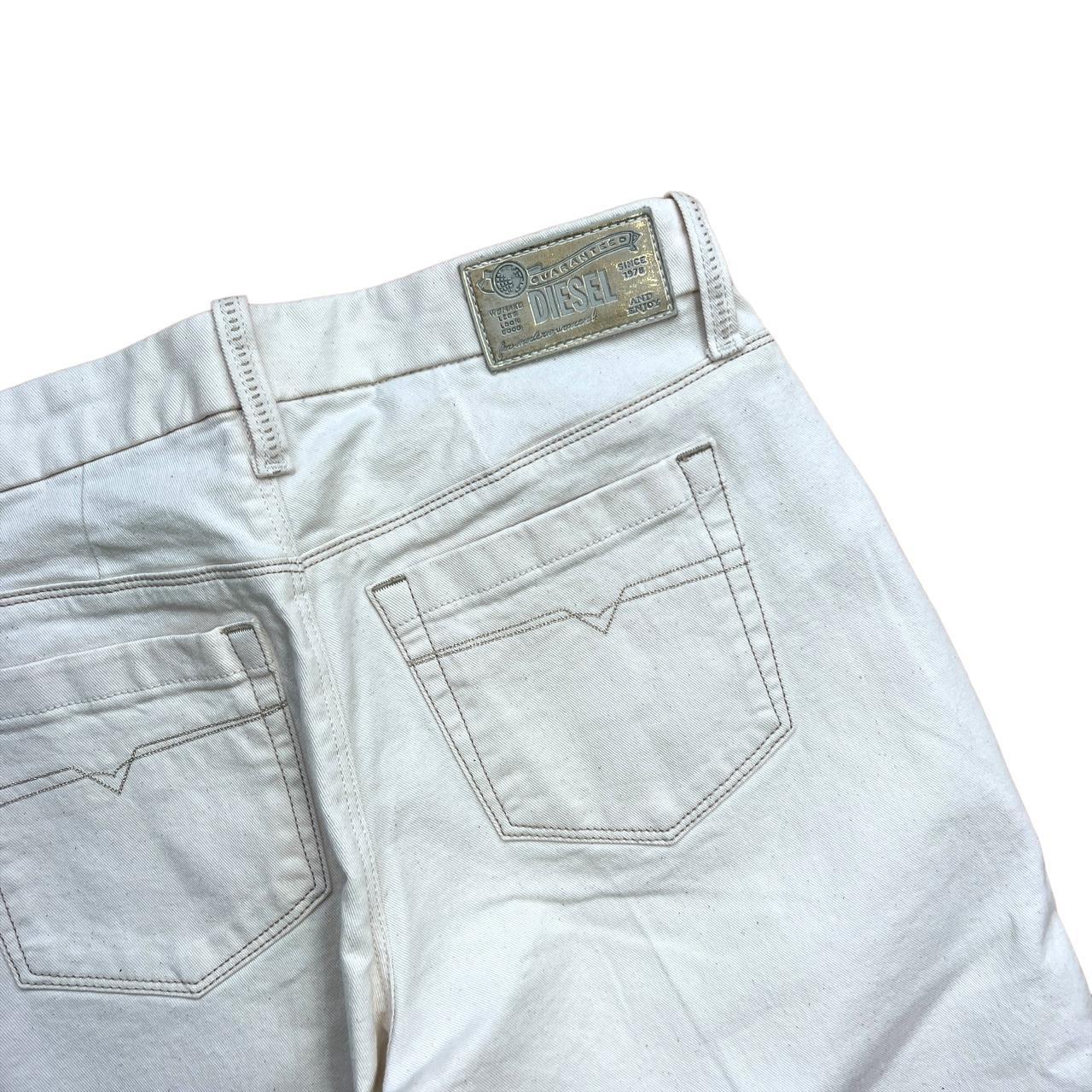 Diesel Cream Colored Flare Leg Wide Leg Low Rise Denim Jeans - Outfit Repeater