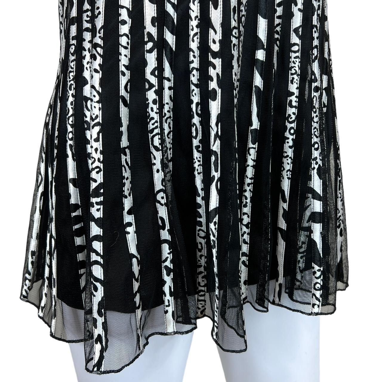 Class by Roberto Cavalli Black Mesh Babydoll Style Cami Blouse with White Leopard Stripes - Outfit Repeater