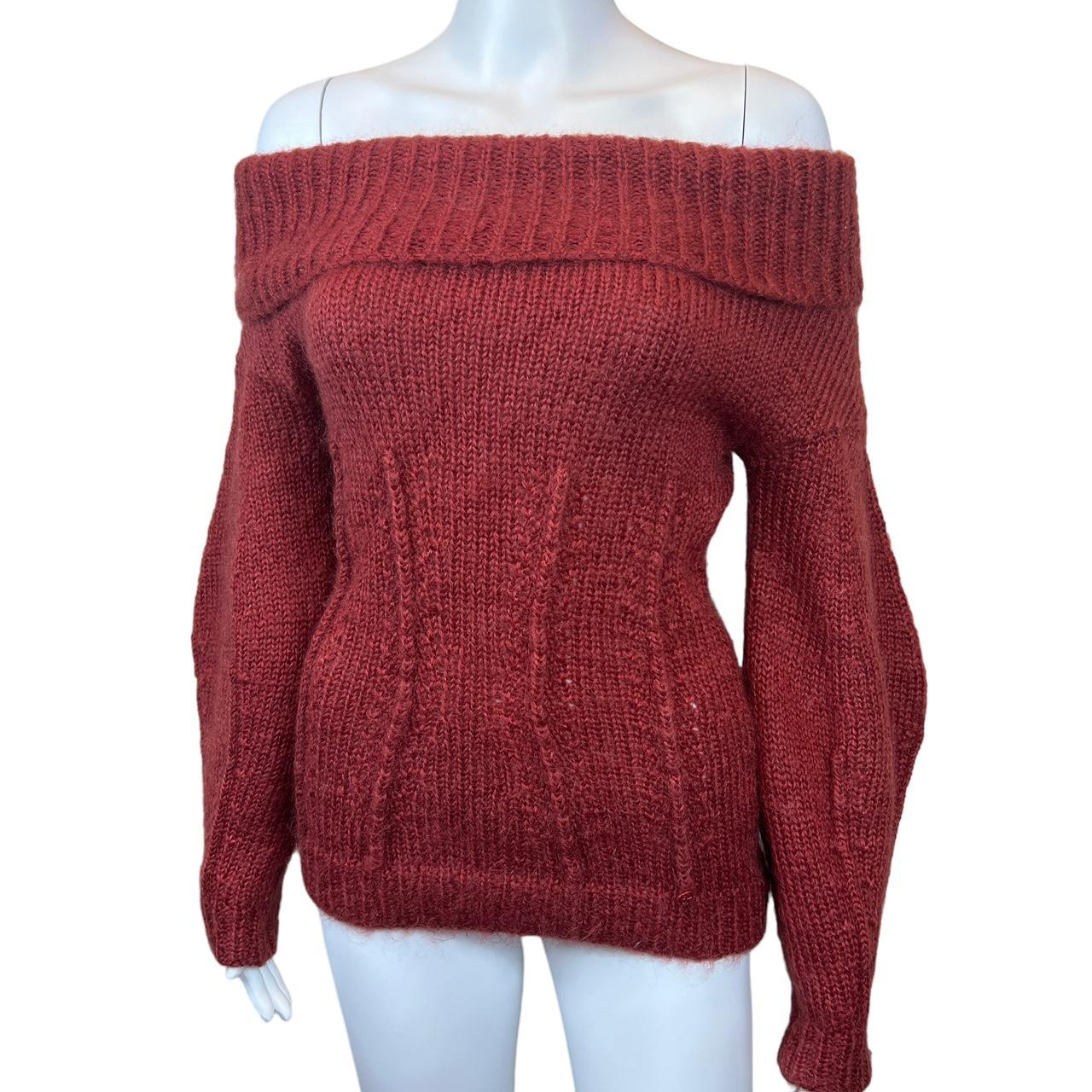 Gucci Red Mohair Off The Shoulder Puff Sleeve Sweater
