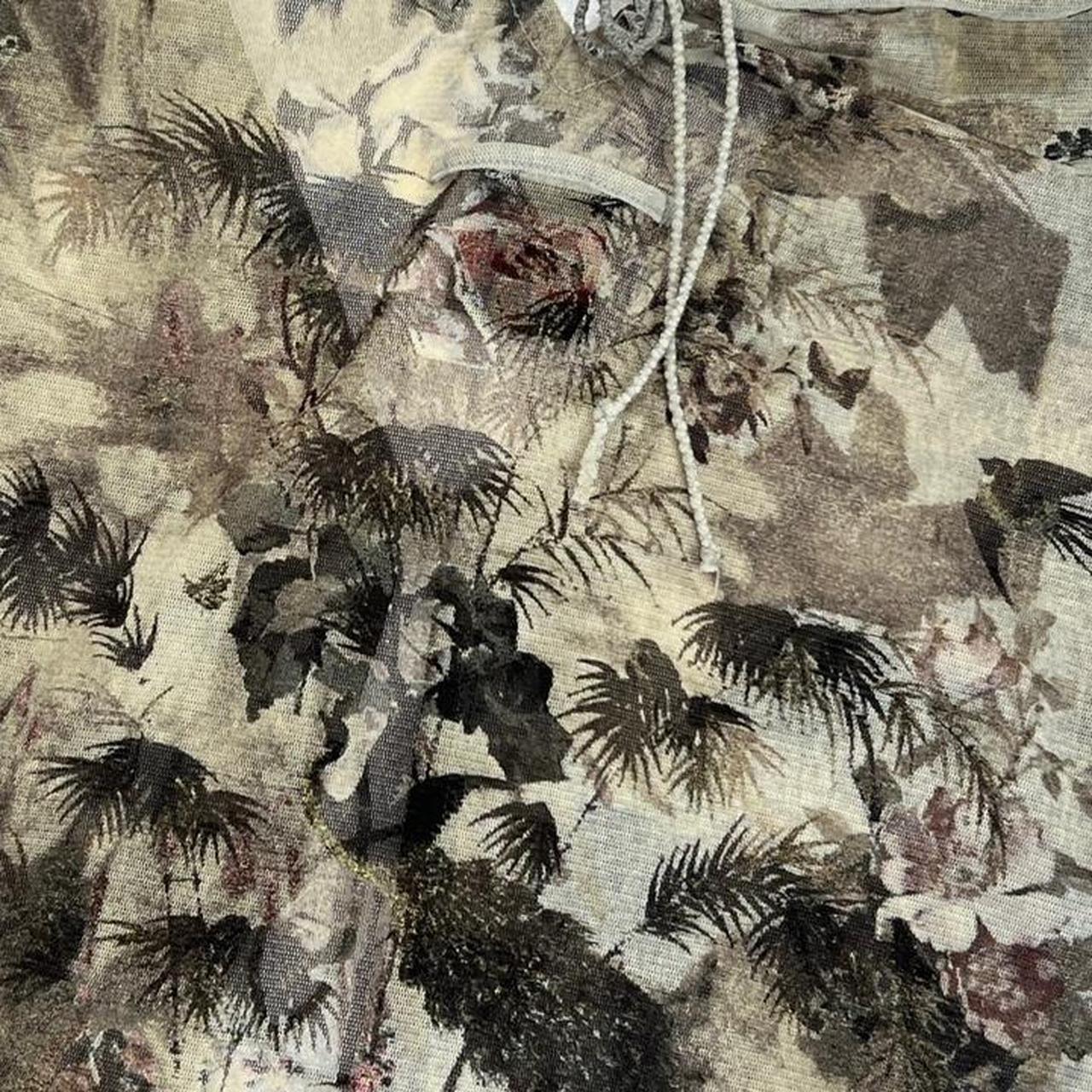 Jean Paul Gaultier Tie Front Printed Semi-Sheer Mesh Top - Outfit Repeater