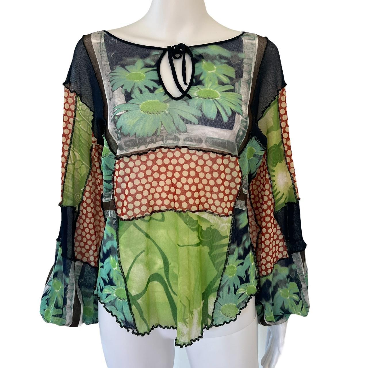 Jean Paul Gaultier Soleil Patchwork Printed Mesh Blouse Top - Outfit Repeater