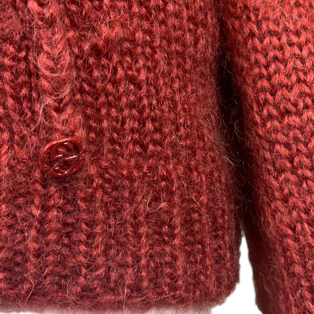 Gucci Red Mohair Off The Shoulder Puff Sleeve Sweater