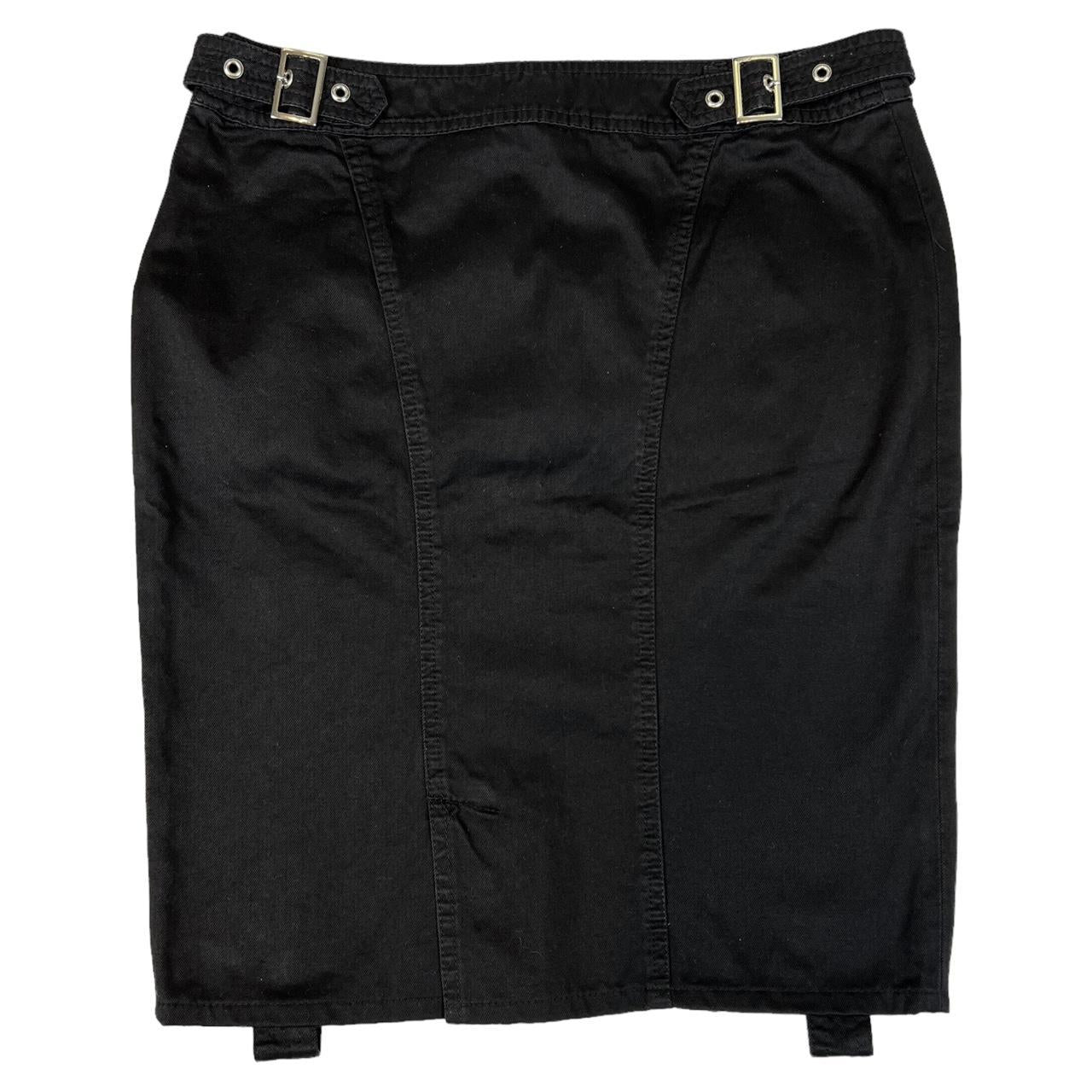 Versace Jeans Couture Black Buckle Embellished Mid Skirt - Outfit Repeater