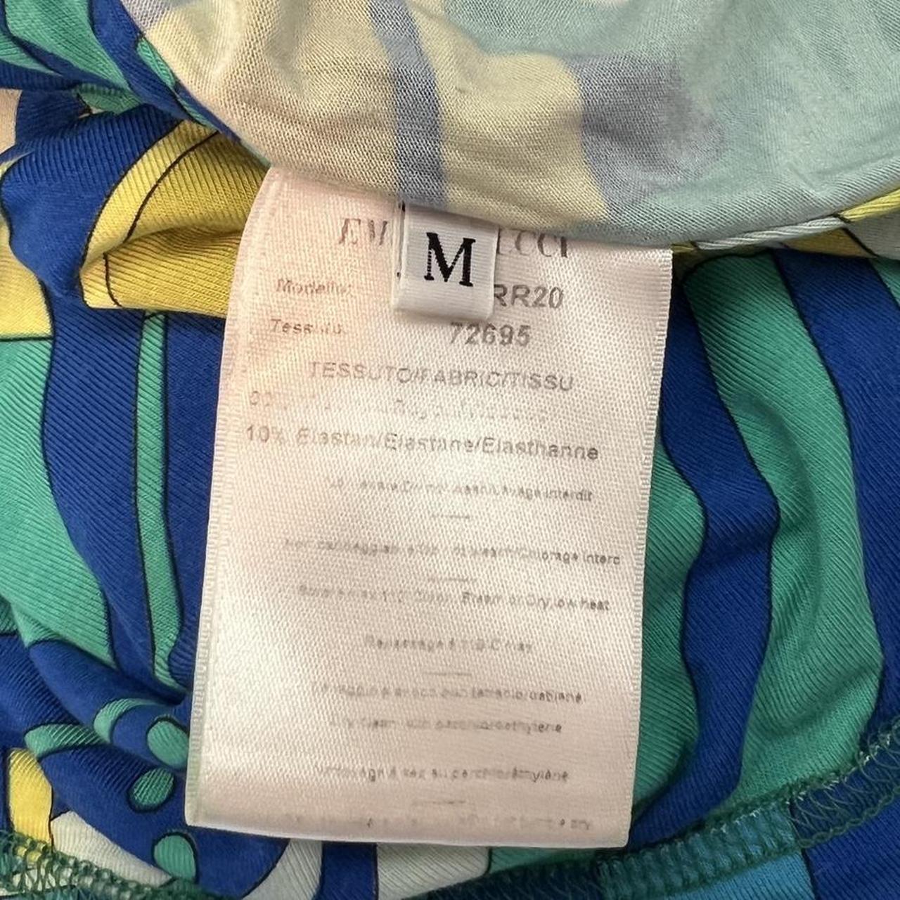 Emilio Pucci Firenze Blue and Green Patterned Twist Back Deep V-Neck Tank - Outfit Repeater