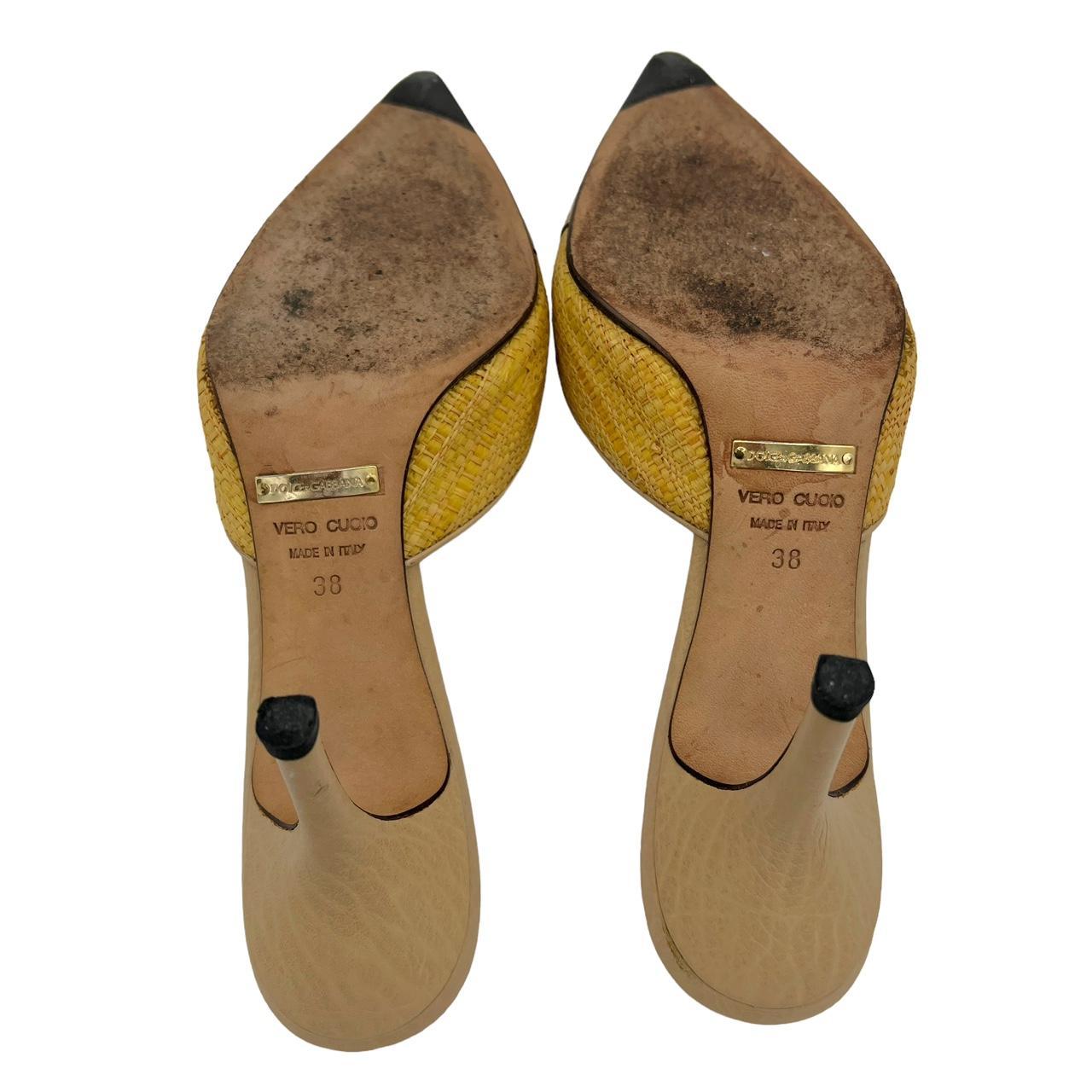 Dolce & Gabbana Raffia Woven Heeled Pointed Toe Mules - Outfit Repeater