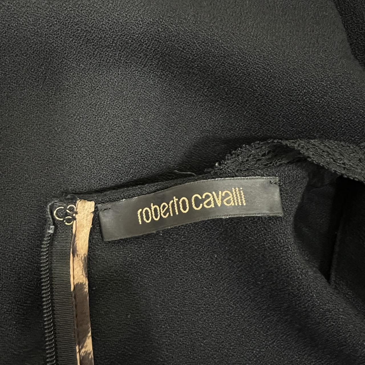 Roberto Cavalli F/W 2007 Black Lace Trim Midi Dress