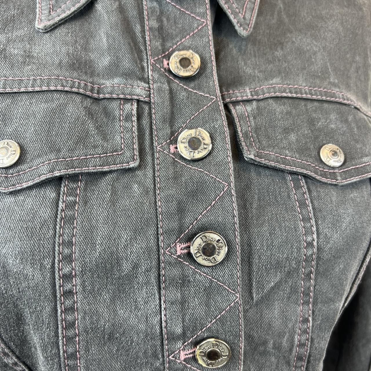 Christian Dior by John Galliano Spring 2003 Gray Denim Jacket With Pink Stitching - Outfit Repeater