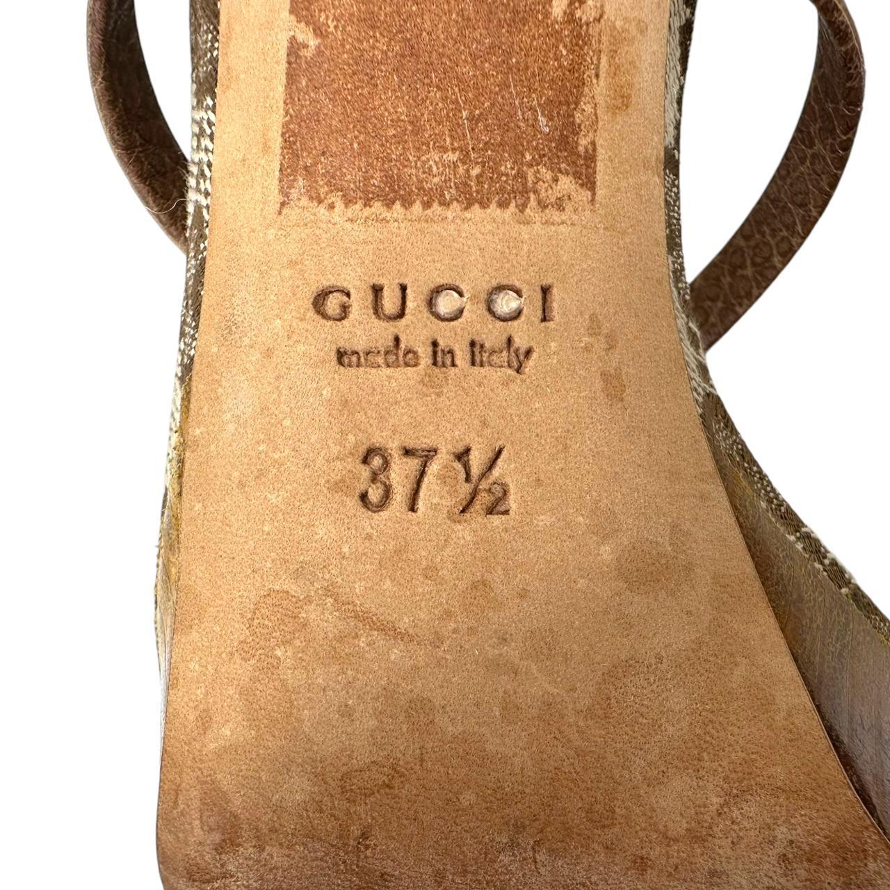 Gucci Tan Monogram & Bamboo Heeled Sandals - Outfit Repeater