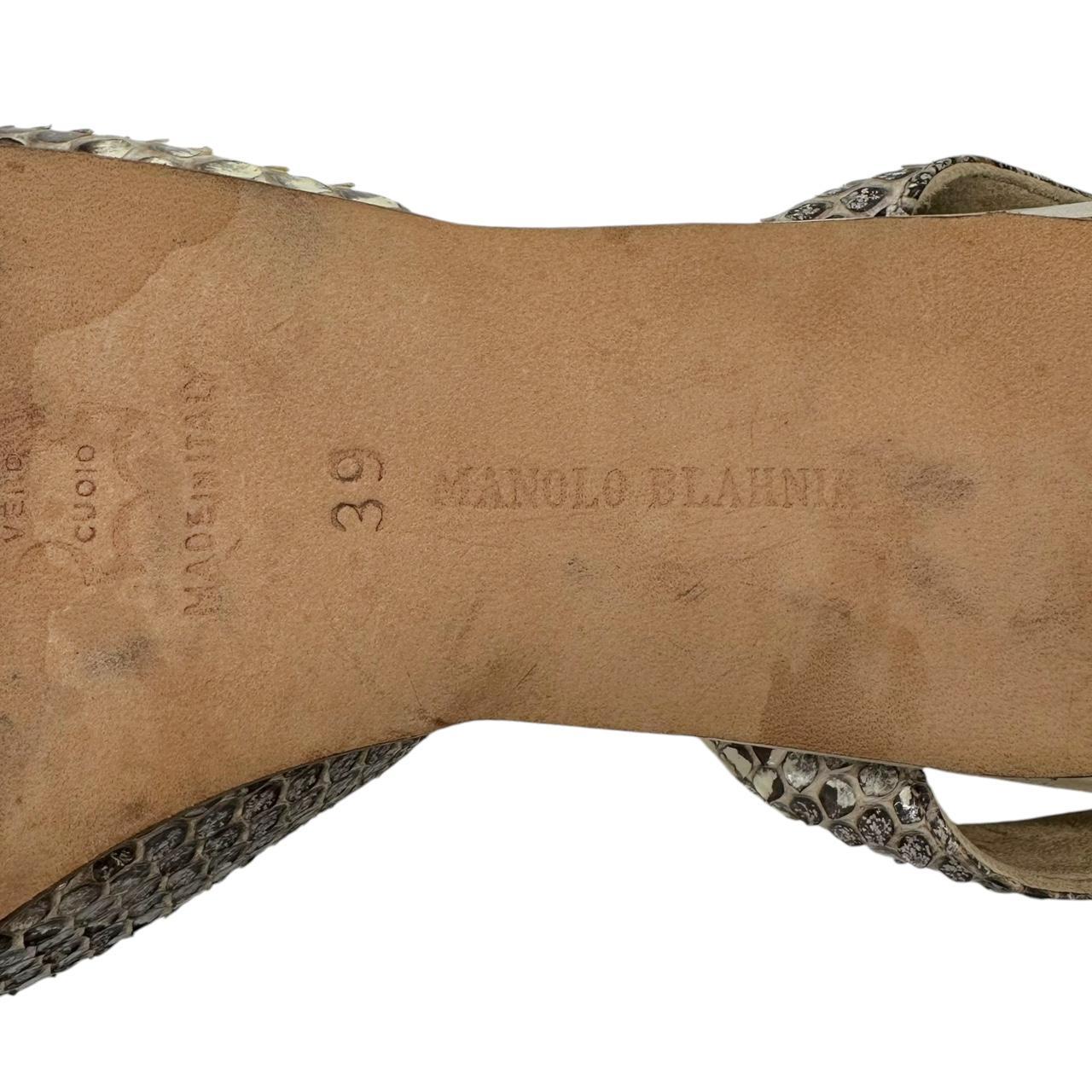 Manolo Blahnik Tan & Gray Snakeskin Slingback Heels - Outfit Repeater