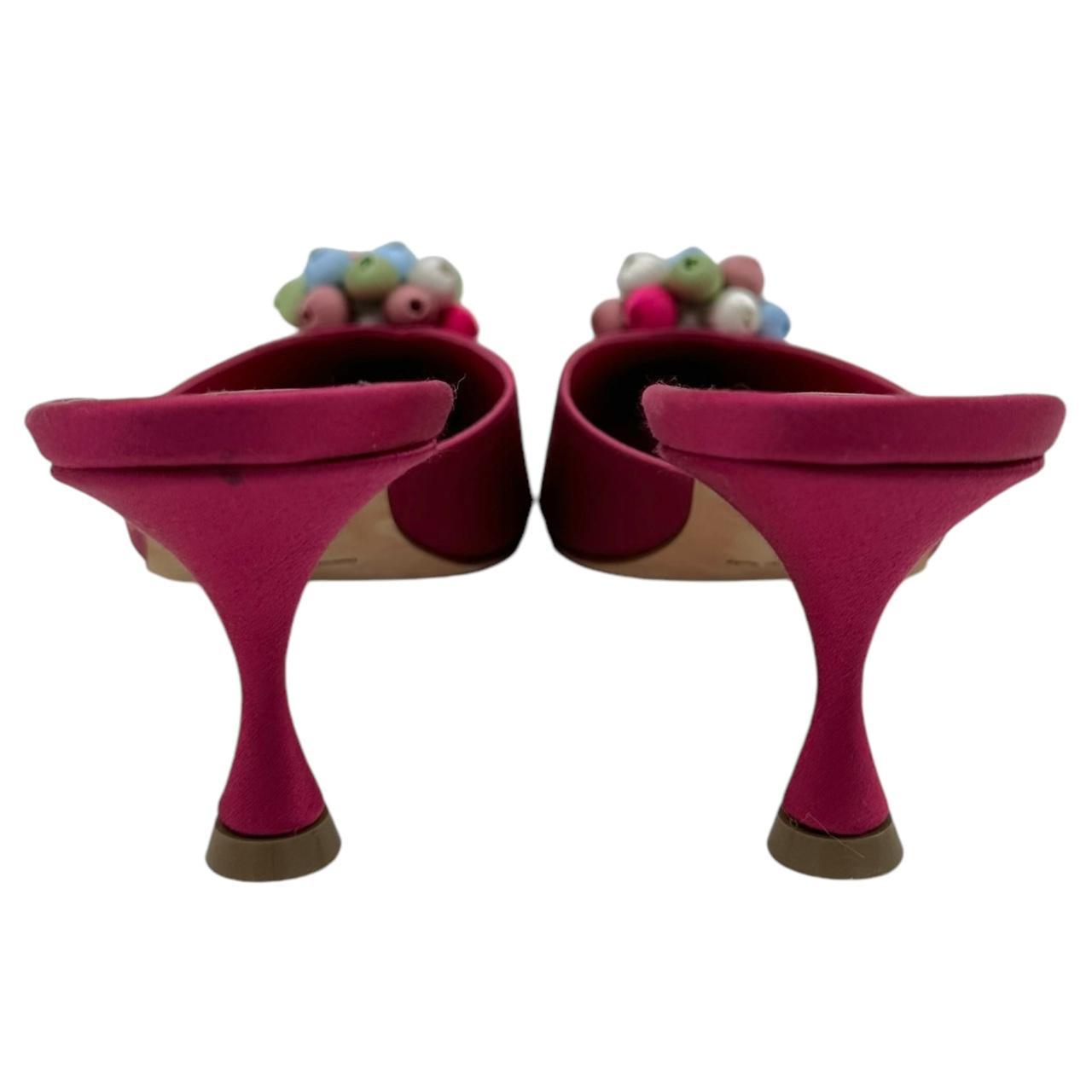 Manolo Blahnik Pink Silk Embellished Kitten Heels - Outfit Repeater