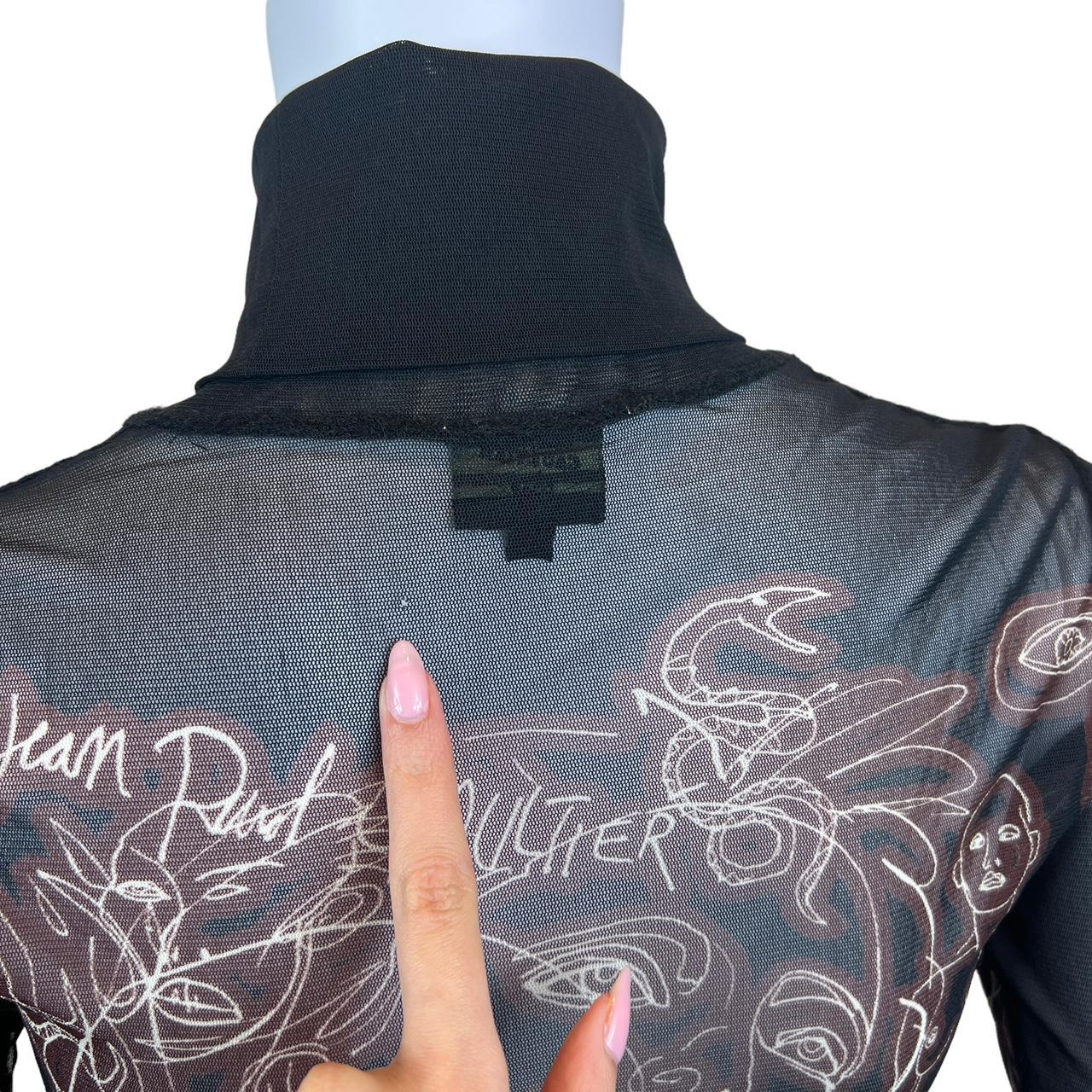 Jean Paul Gaultier Faces Print Mesh Longsleeve Turtleneck Top - Outfit Repeater