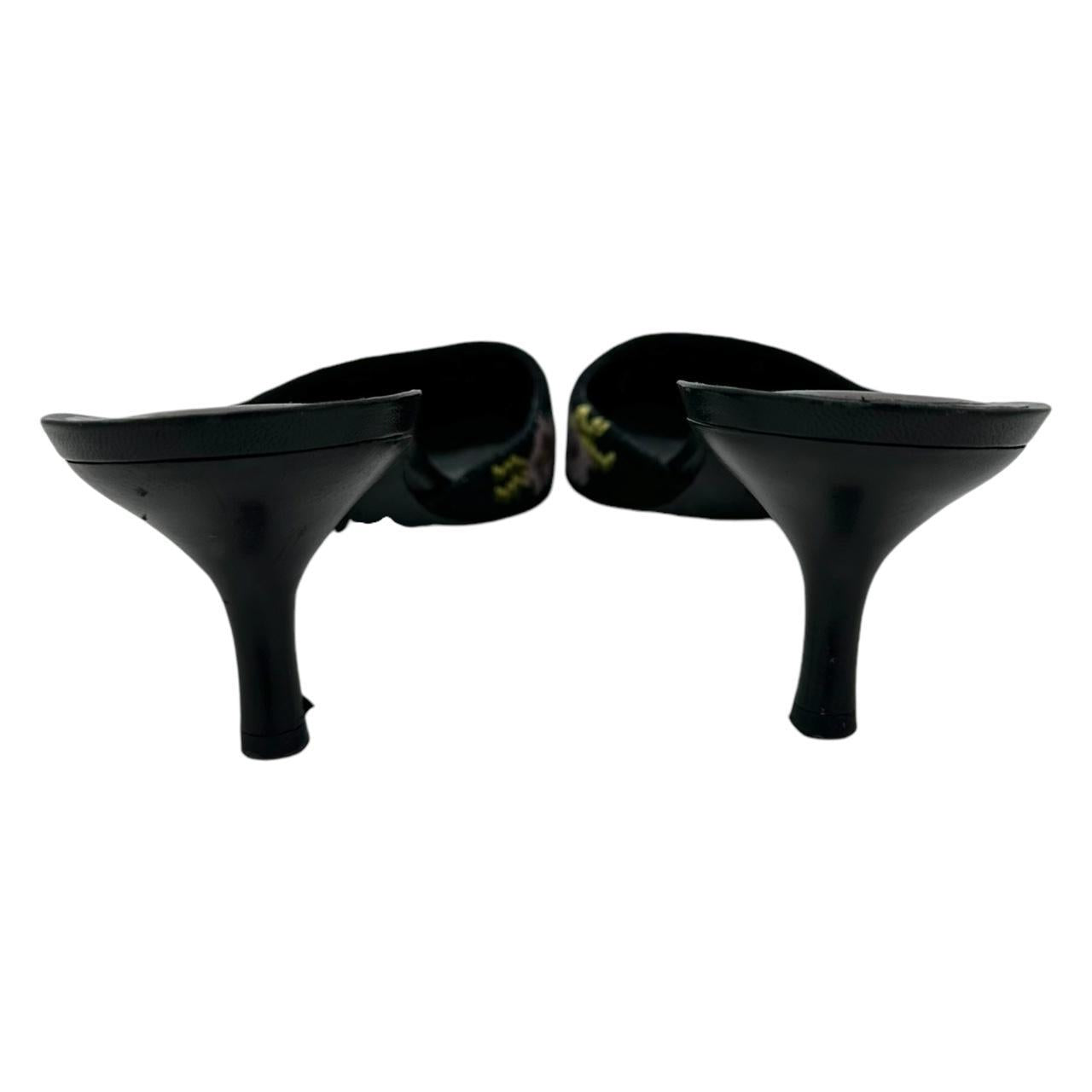 Giuseppe Zanotti Purple Cross-Stitch Floral Kitten Heels - Outfit Repeater