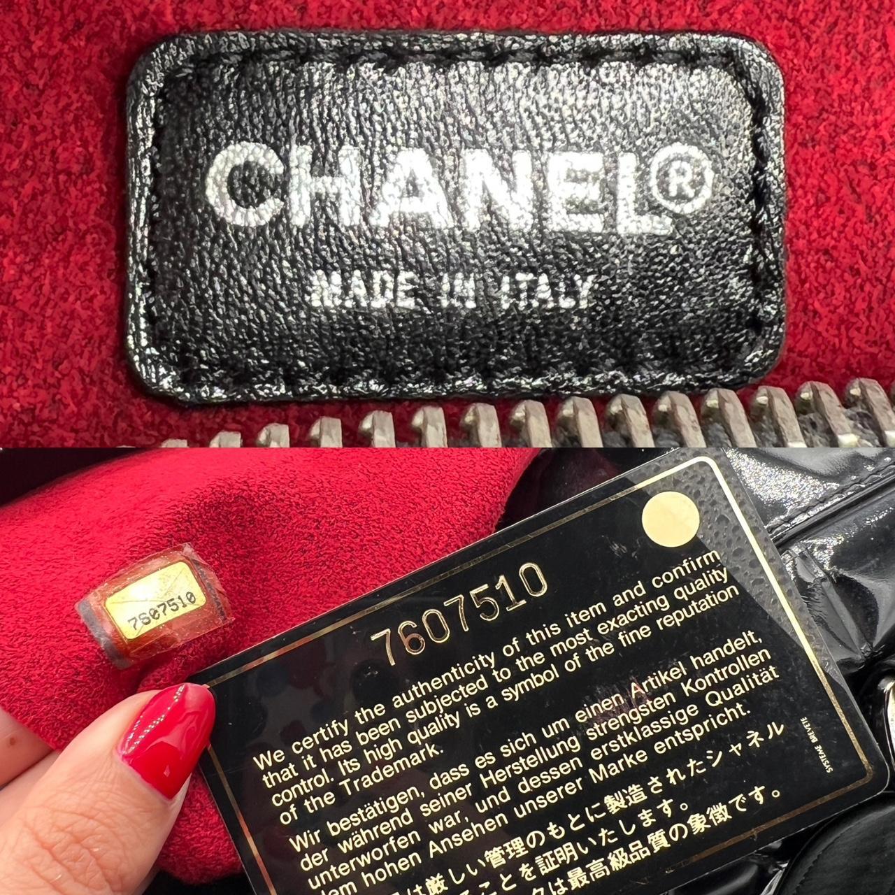 Chanel Black Patent Leather Chocolate Bar Quilted CC Logo Bowler Bag - Outfit Repeater