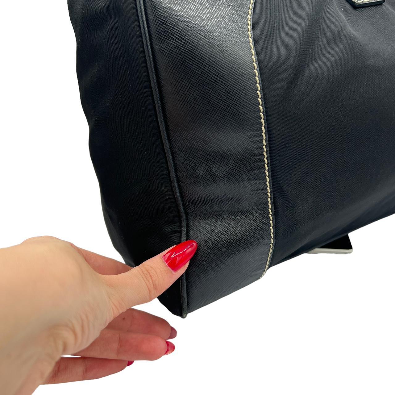 Prada Shoulder Bag Black Nylon Leather Buckle Closure
