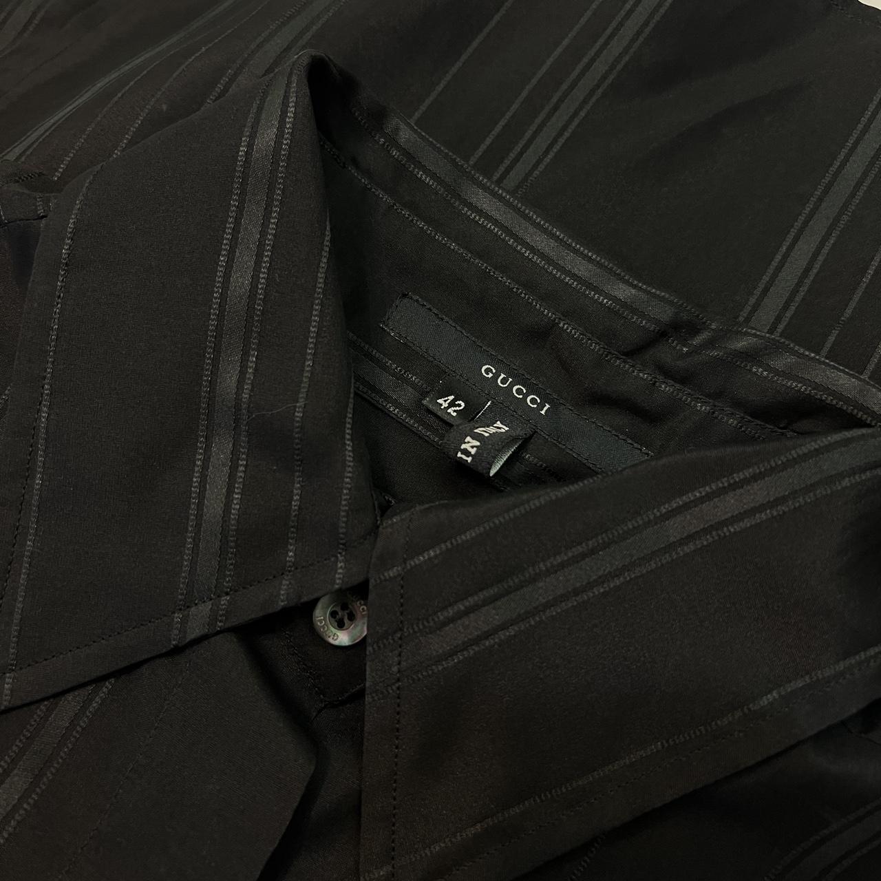 Gucci By Tom Ford s/s 2001 Black Semi-Sheer Striped Silk Button Down Blouse - Outfit Repeater