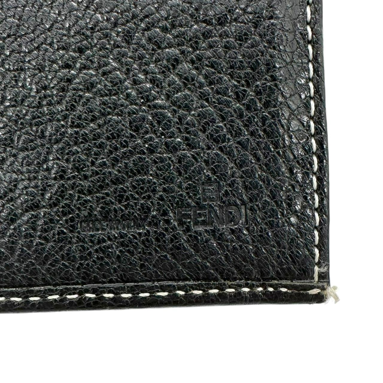 Fendi Black Leather Long Wallet with Logo Hardware