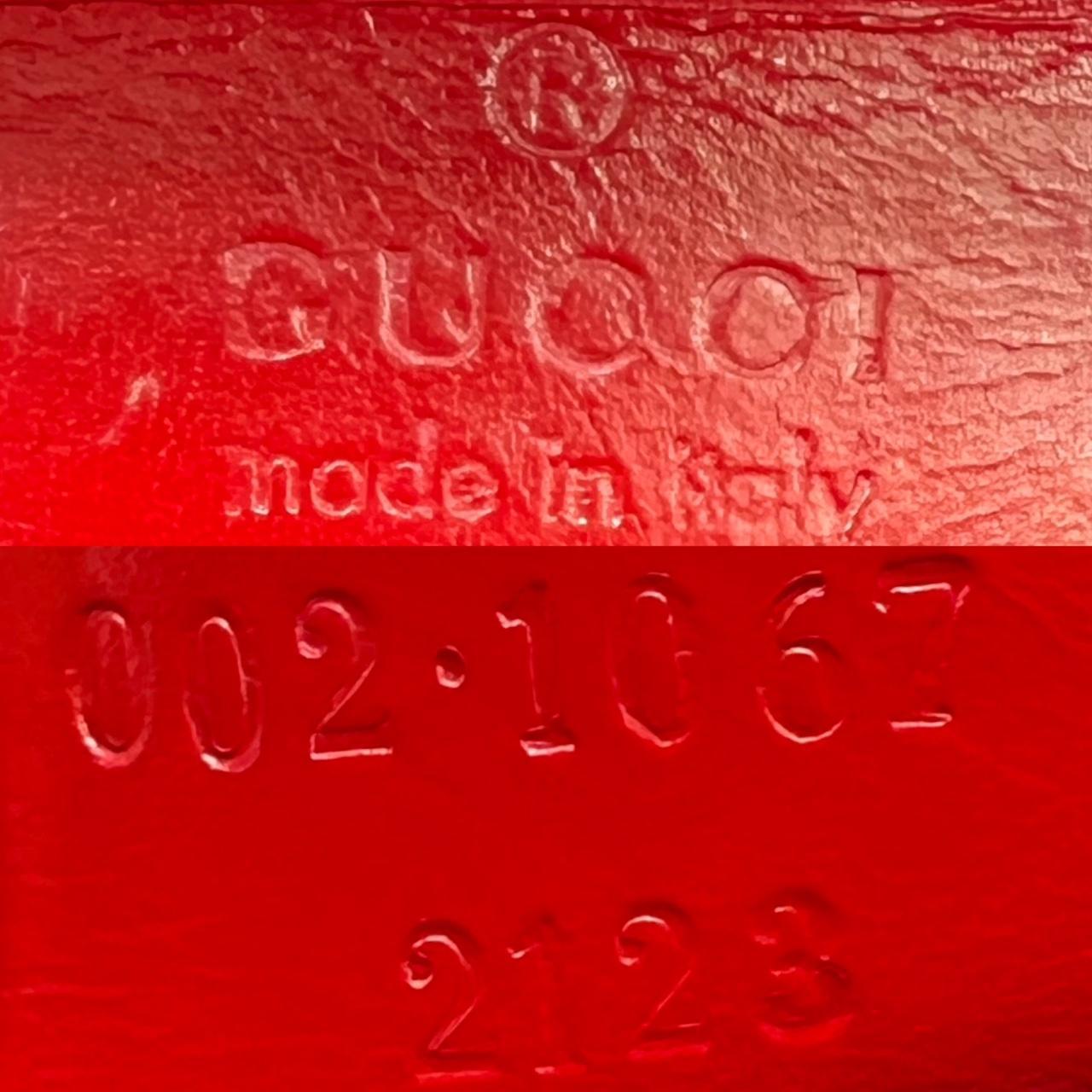 Gucci Red Leather Gray Monogram Jackie Shoulder Bag