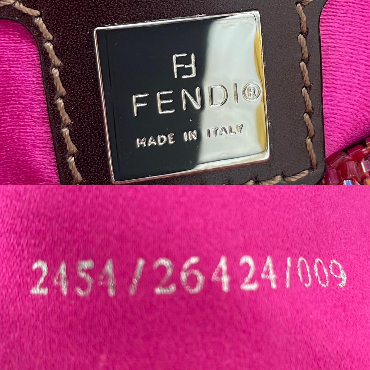 Fendi Red Multicolor Beaded Baguette Shoulder Bag