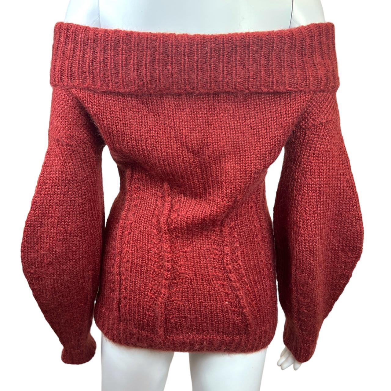 Gucci Red Mohair Off The Shoulder Puff Sleeve Sweater