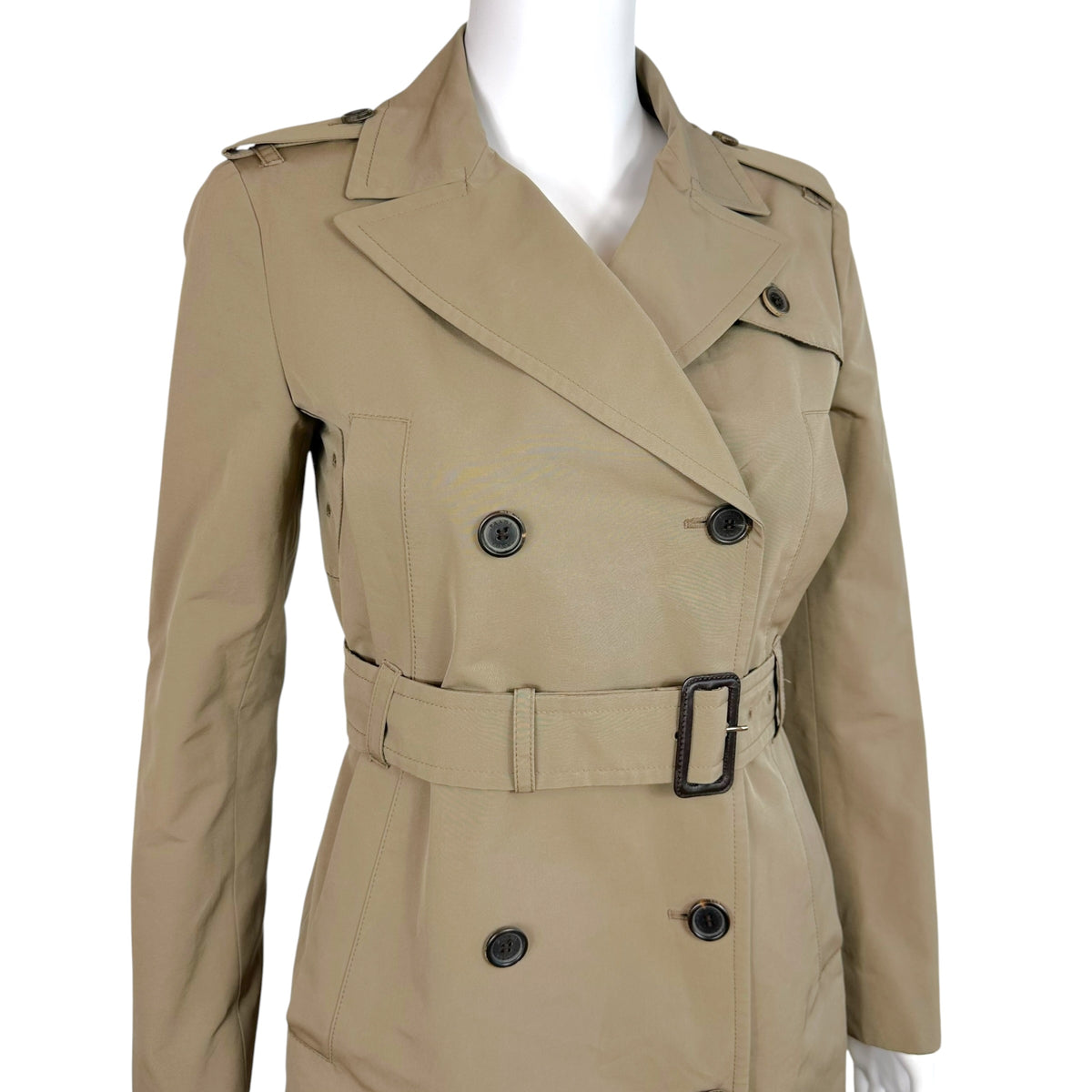 Prada Beige Mid-Length Trench Coat Double-Breasted XS