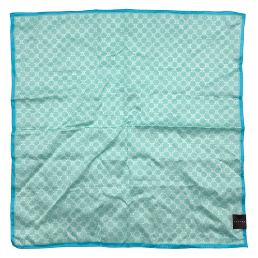 Celine Cotton Bandana Scarf Light Turquoise Blue Monogram