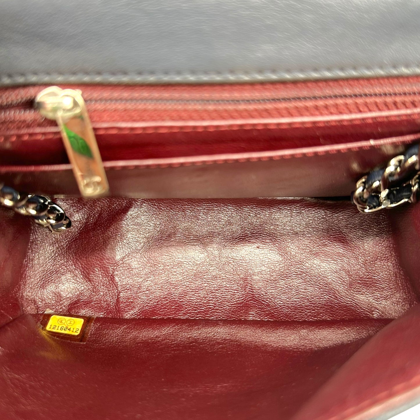 Chanel Navy Blue & Silver Mini Square Flap Crossbody Bag