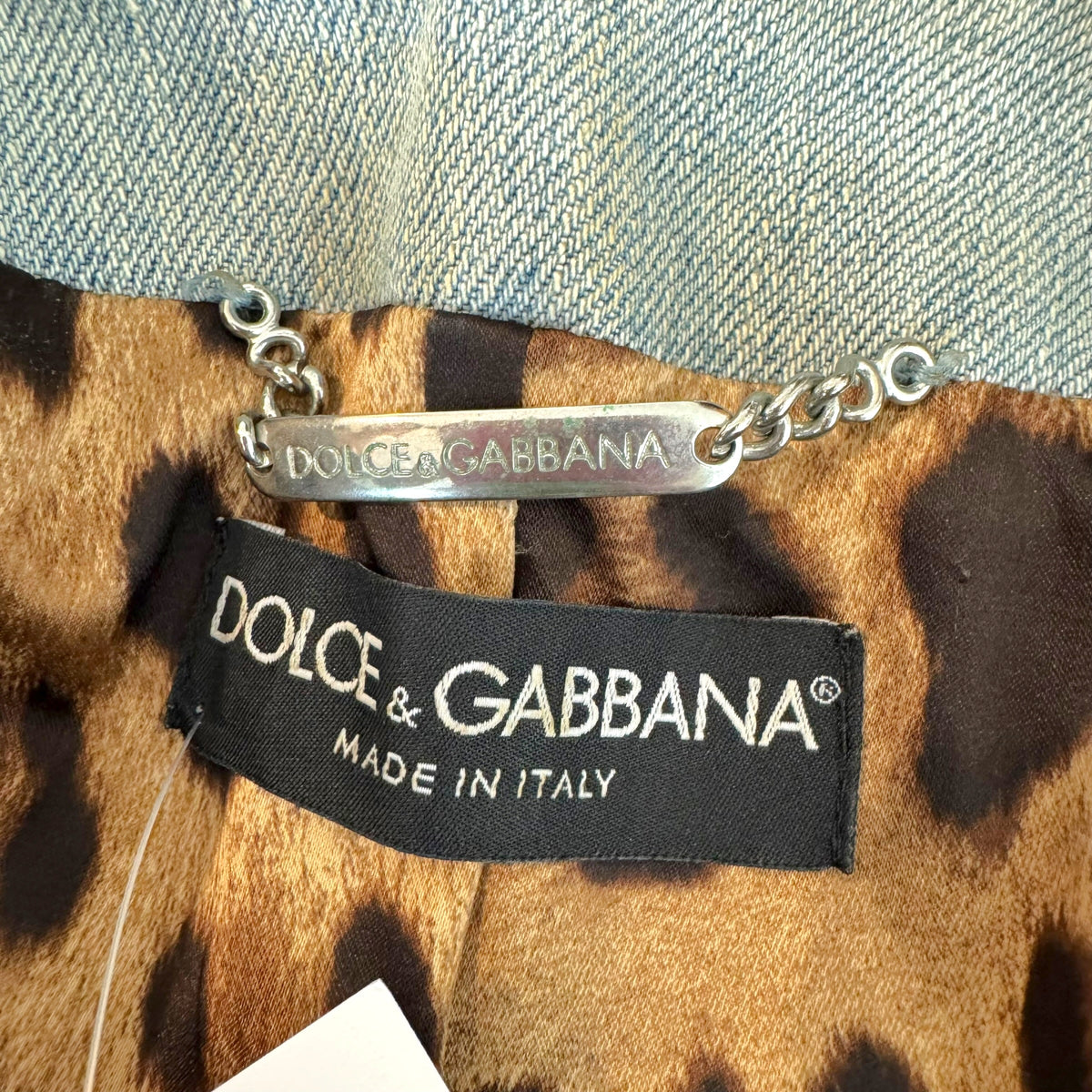 Dolce & Gabbana Silver Beaded Distressed Denim Jacket