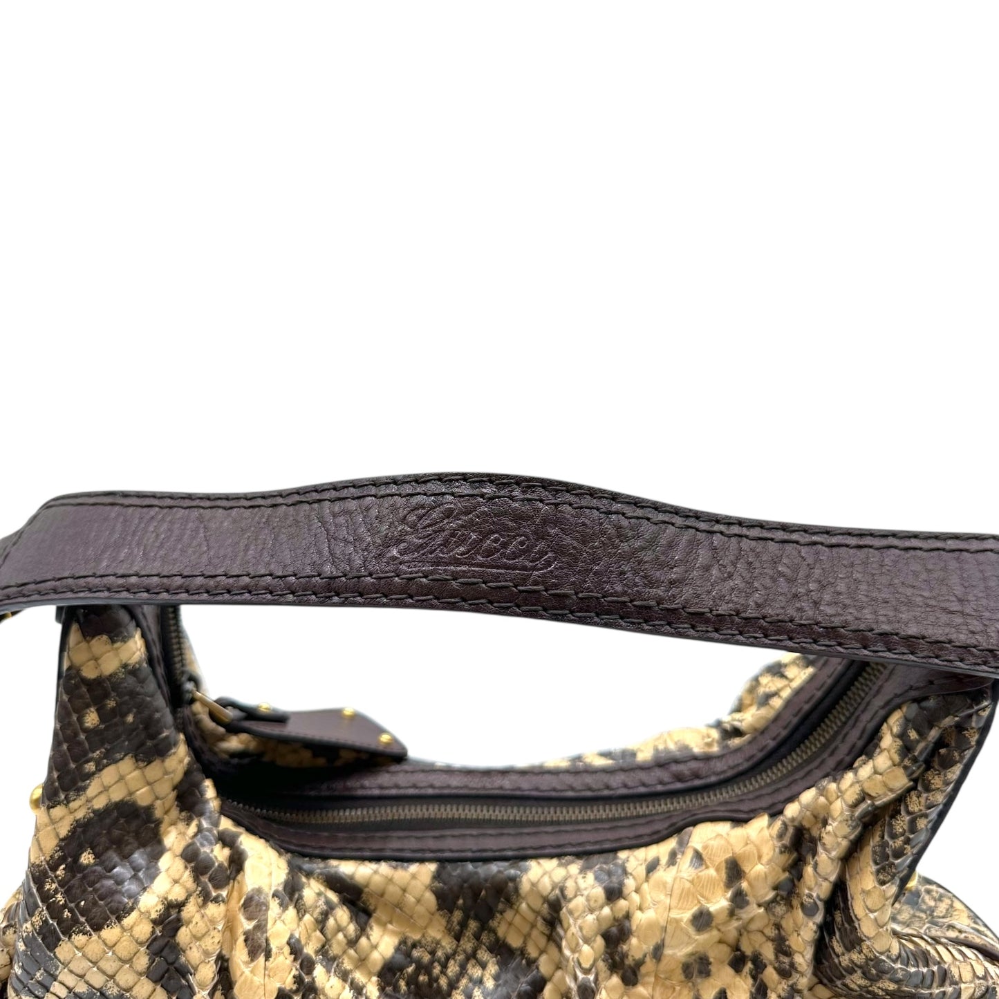 Gucci Brown & Cream Python Shoulder Bag NEW