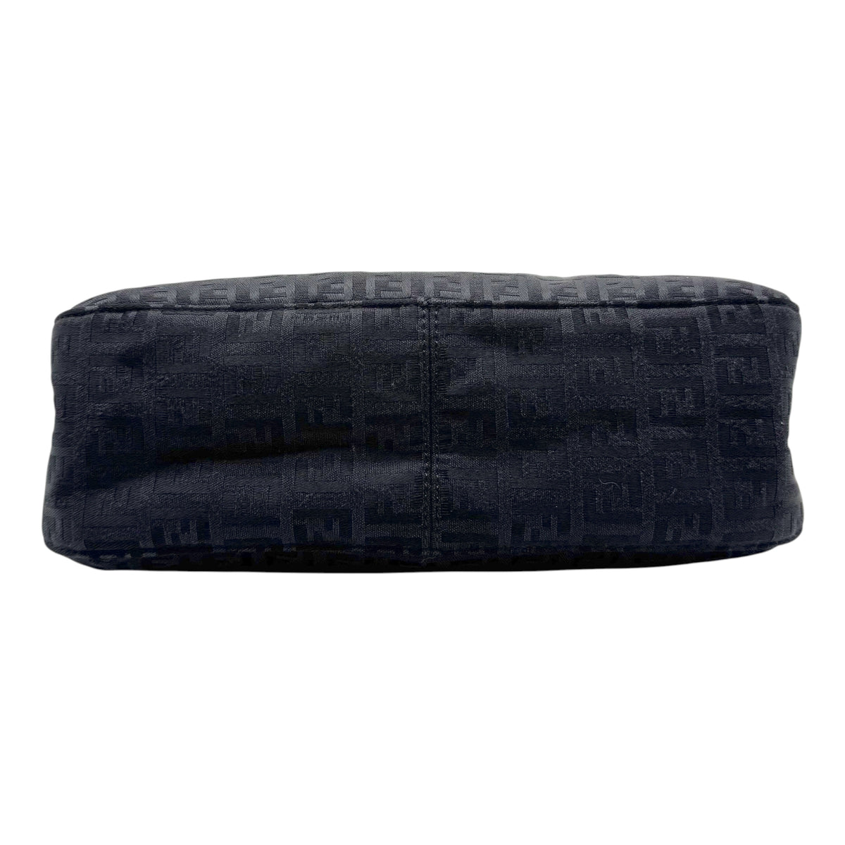 Fendi Black Zucchino Monogram Fold-Over Baguette Bag