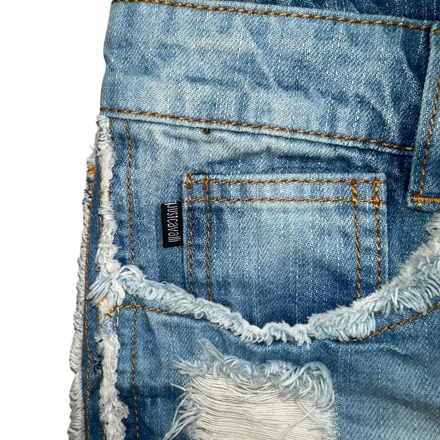 Just Cavalli Roberto Cavalli Distressed Denim Mini Shorts