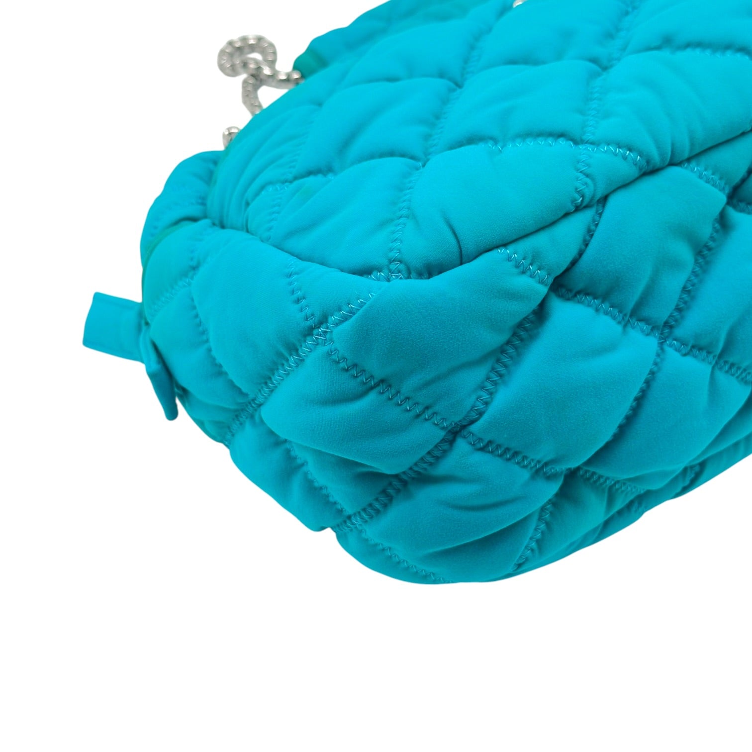 Chanel Shoulder Bag Turquoise Matelasse Bubble Quilt