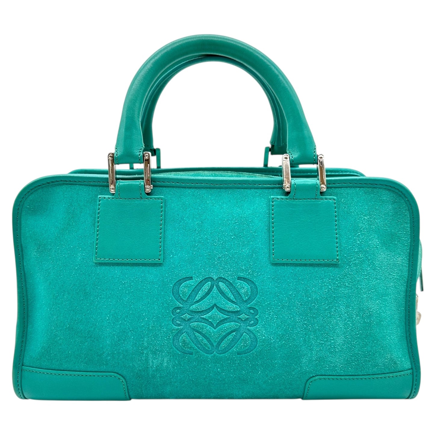 Loewe Turquoise Amazona 28 Suede Logo Bag