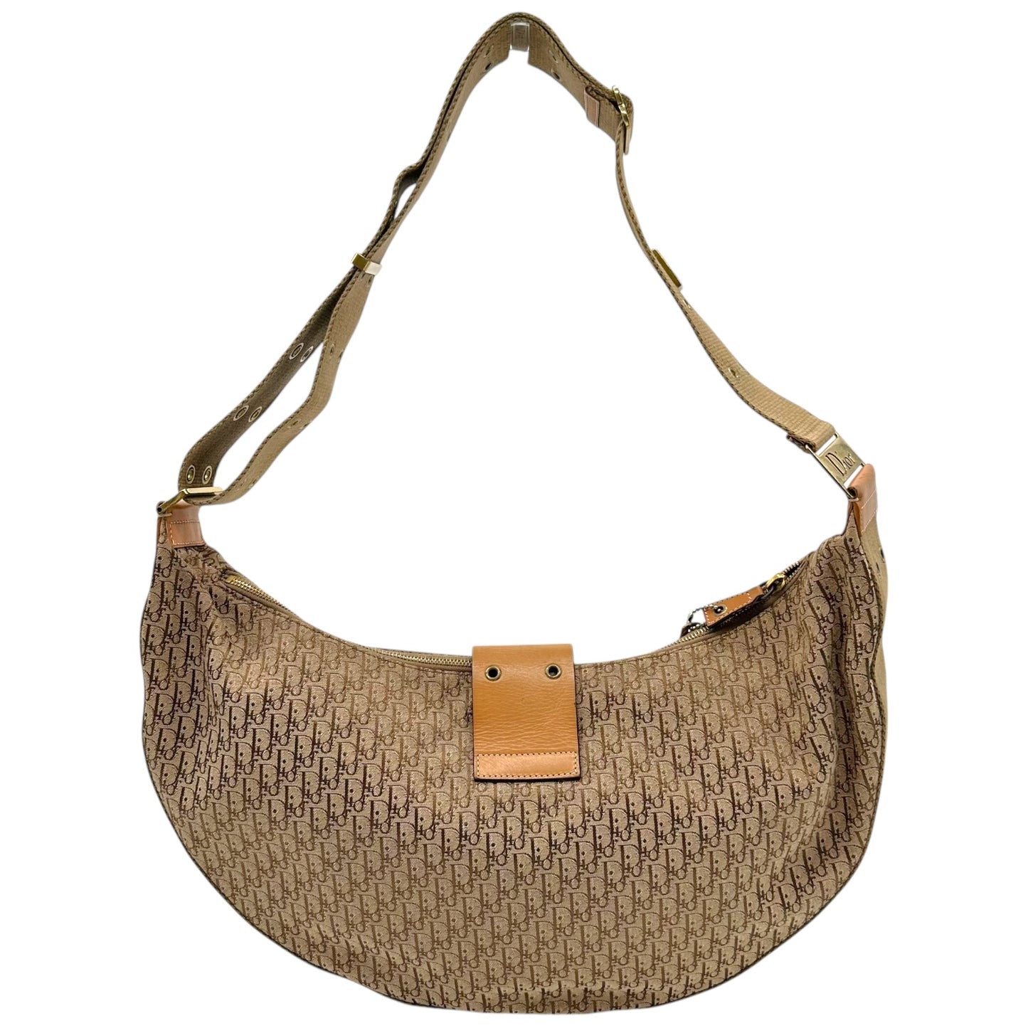 Christian Dior Beige Trotter Monogram Street Chic Oversized Crossbody Hobo Bag