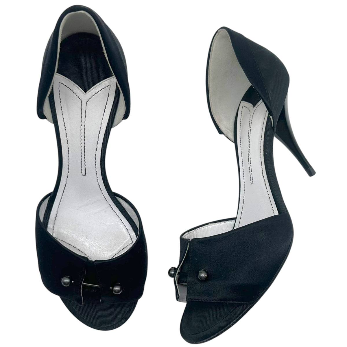 Chanel Tuxedo Black Silk Slingback Heels