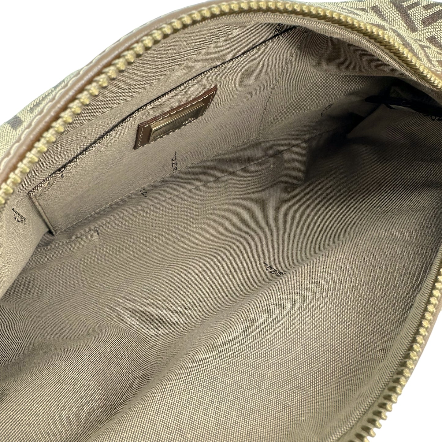 Fendi Brown Leather Trim Zucchino Monogram Shoulder Bag - Outfit Repeater