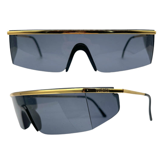 Versace N60 Black & Gold Shield Sunglasses w/ Case