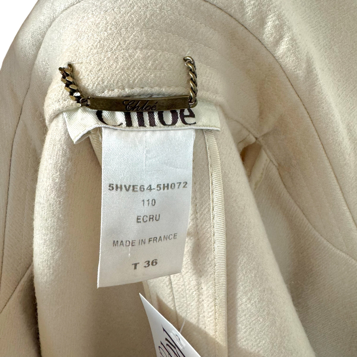 Chloe Fall 2005 Ivory Wool Cropped Wide Sleeve Jacket