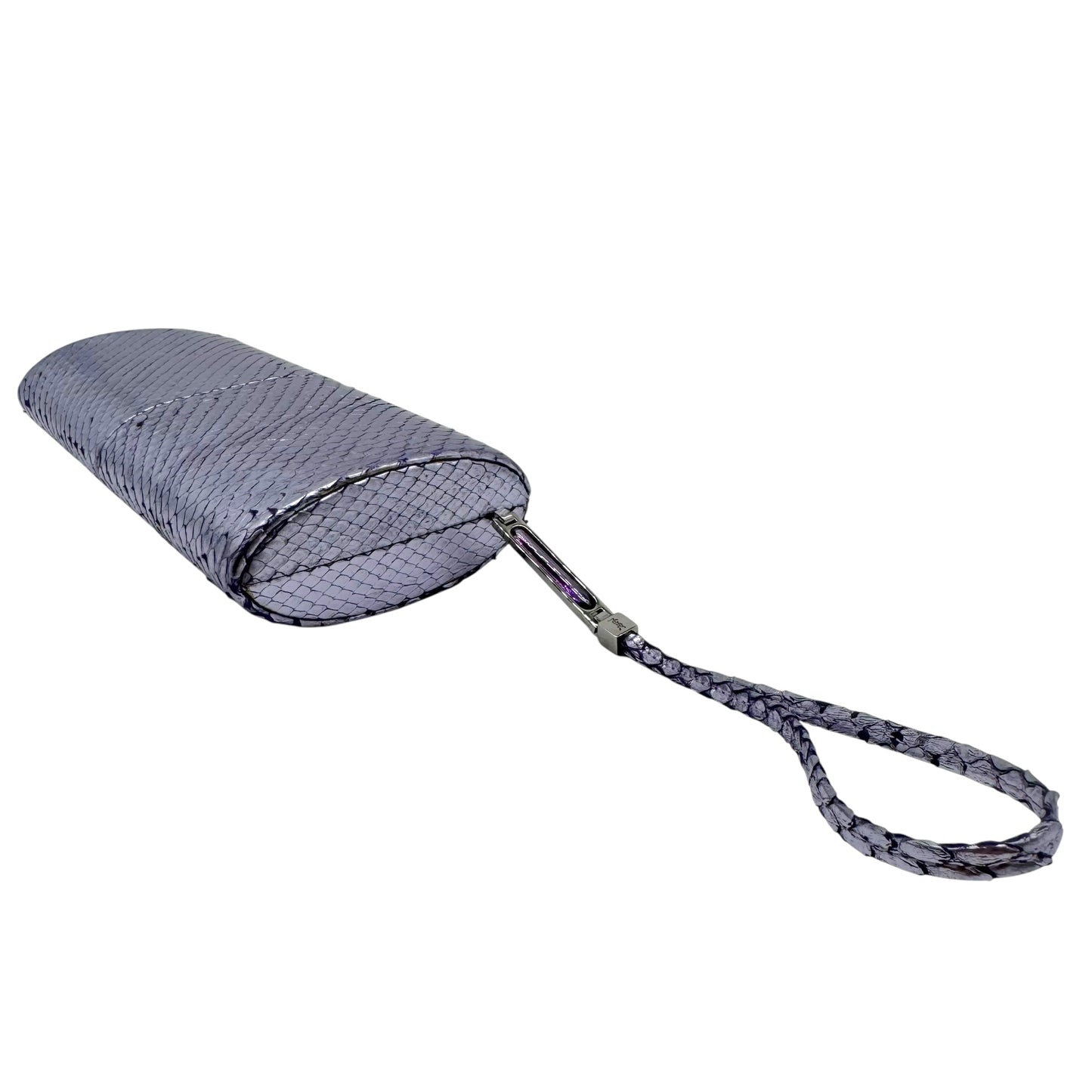 Yves Saint Laurent Rive Gauche Metallic Purple Python Clutch Bag