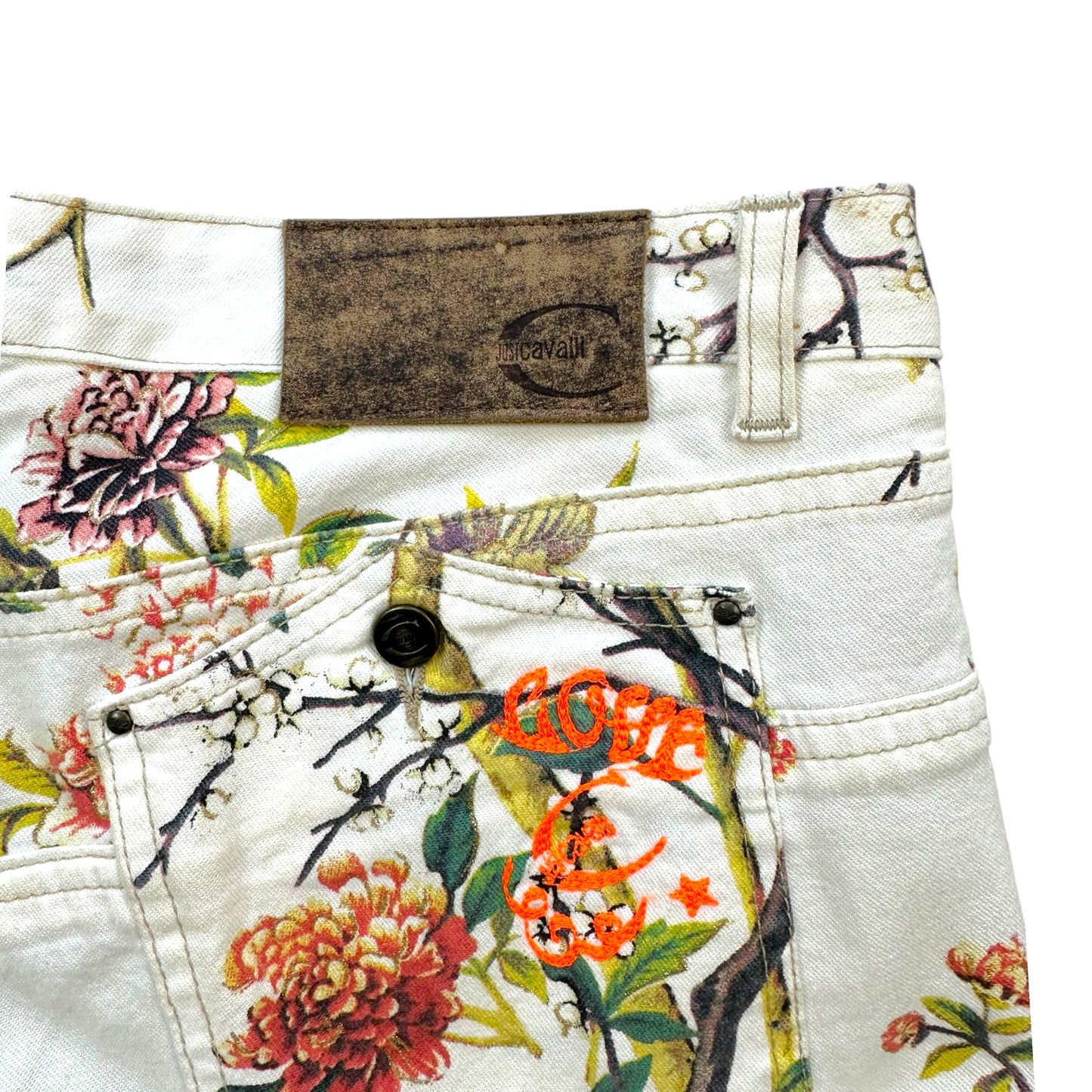 Just Cavalli Roberto Cavalli Ivory Floral Printed Jeans
