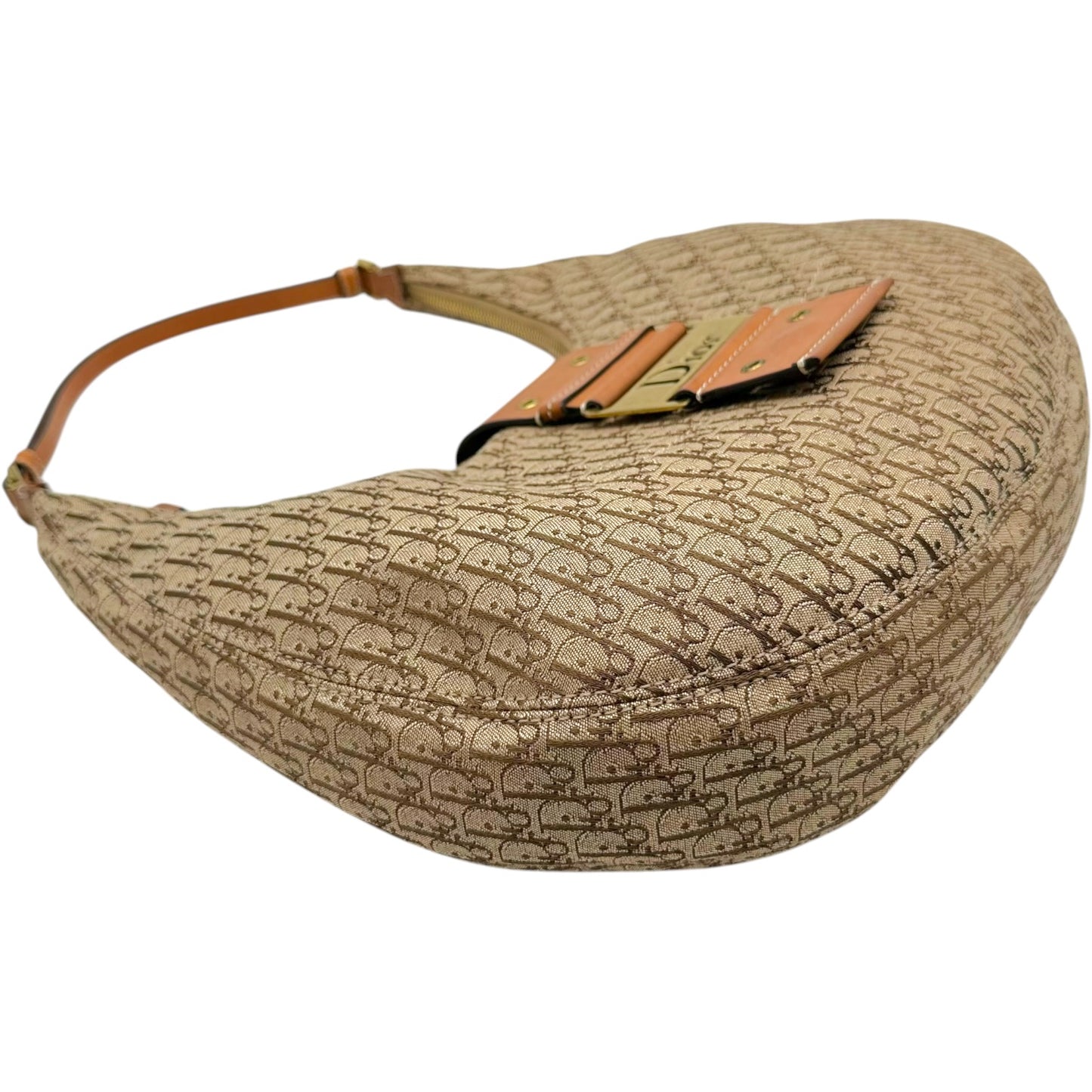 Christian Dior Tan Trotter Monogram Crescent Hobo Bag