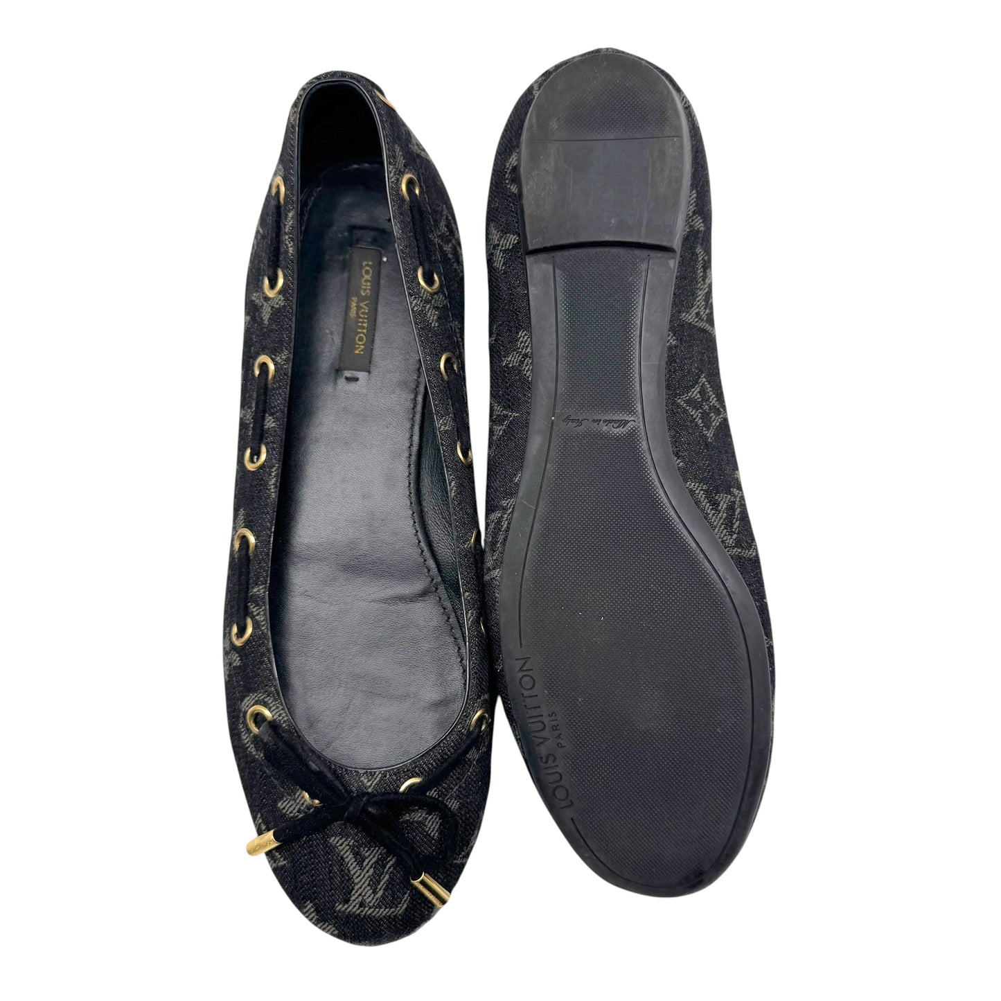 Louis Vuitton Black Denim Monogram Ballet Flats